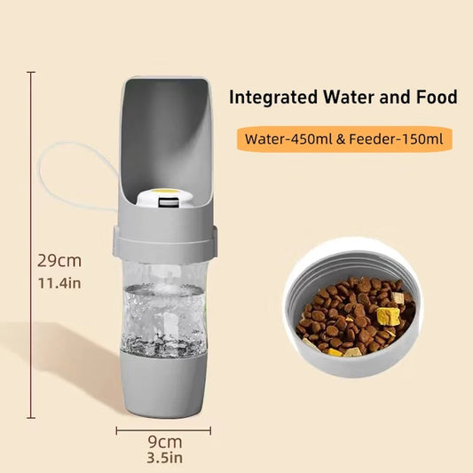 3-in-1 Travel Water Bottle for Cats - Water, Food and Foldable Bowl