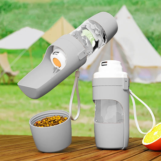 3-in-1 Travel Water Bottle for Cats - Water, Food and Foldable Bowl